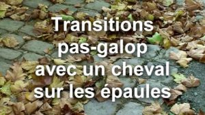 Transition pas-galop avec un cheval sur les épaules